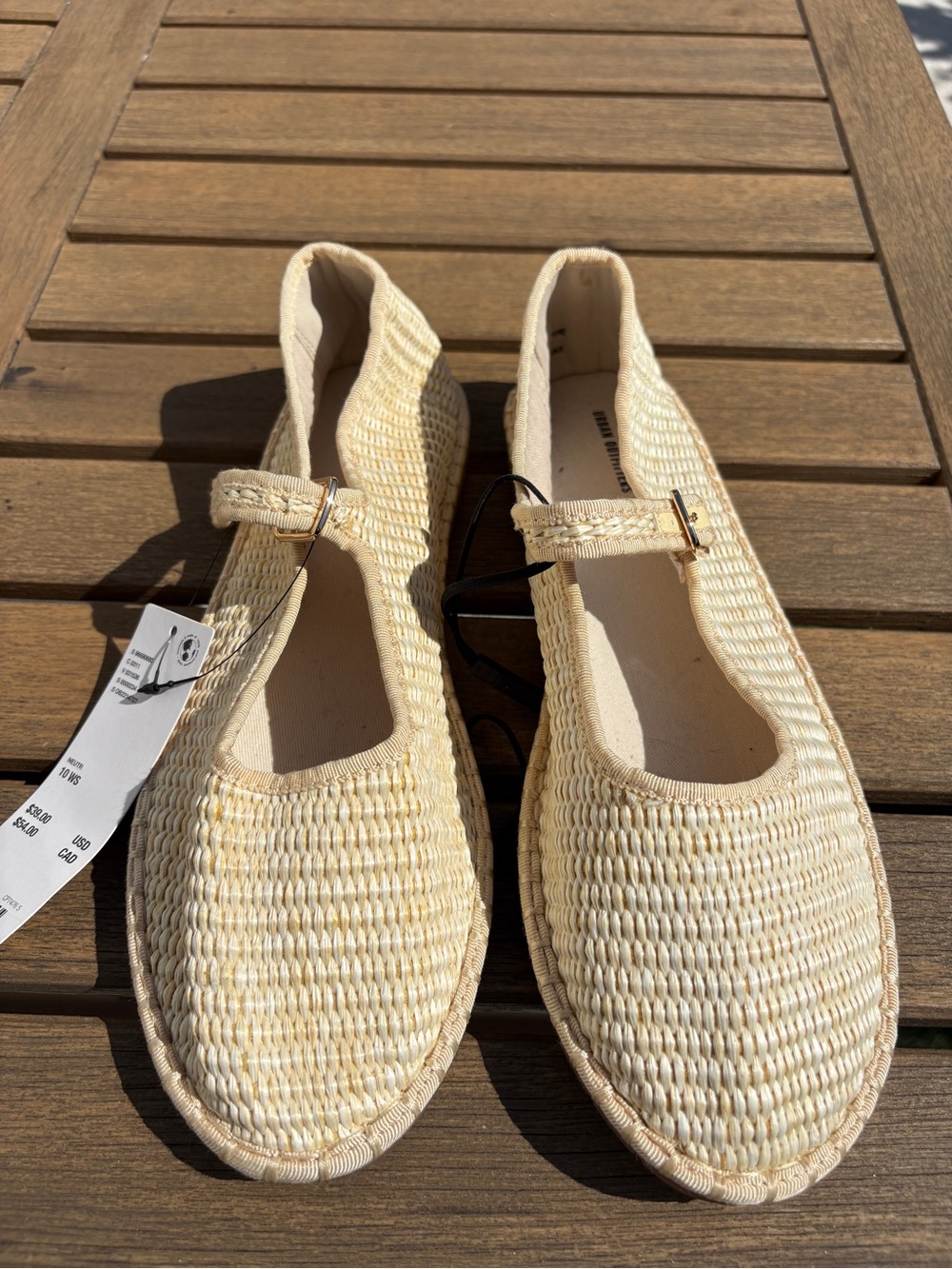 NWT Urban Outfitters Madeline Raffia Mary Jane Flats 10